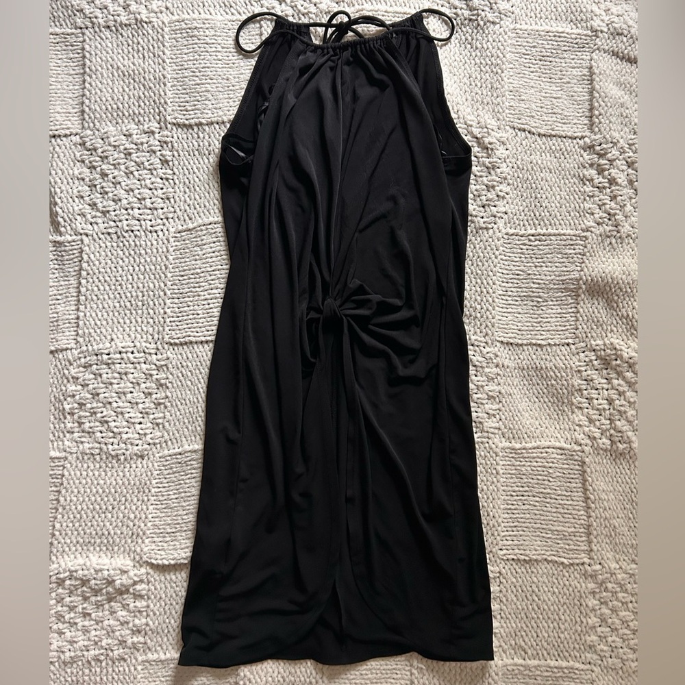 BCBGeneration Black Mini Halter Spaghetti Strap Dress with Cinch and Slit